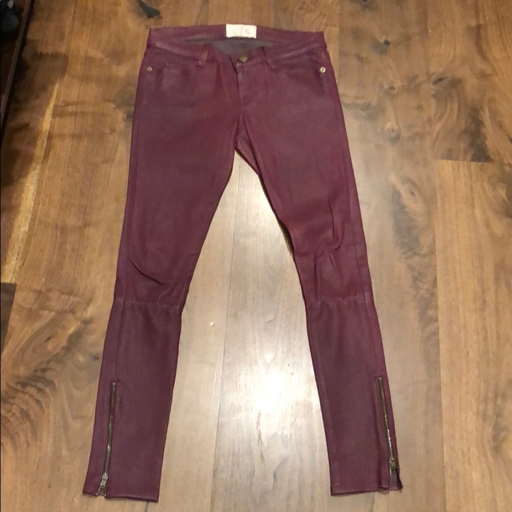 Current/Elliott Burgundy/Maroon Leather Pants